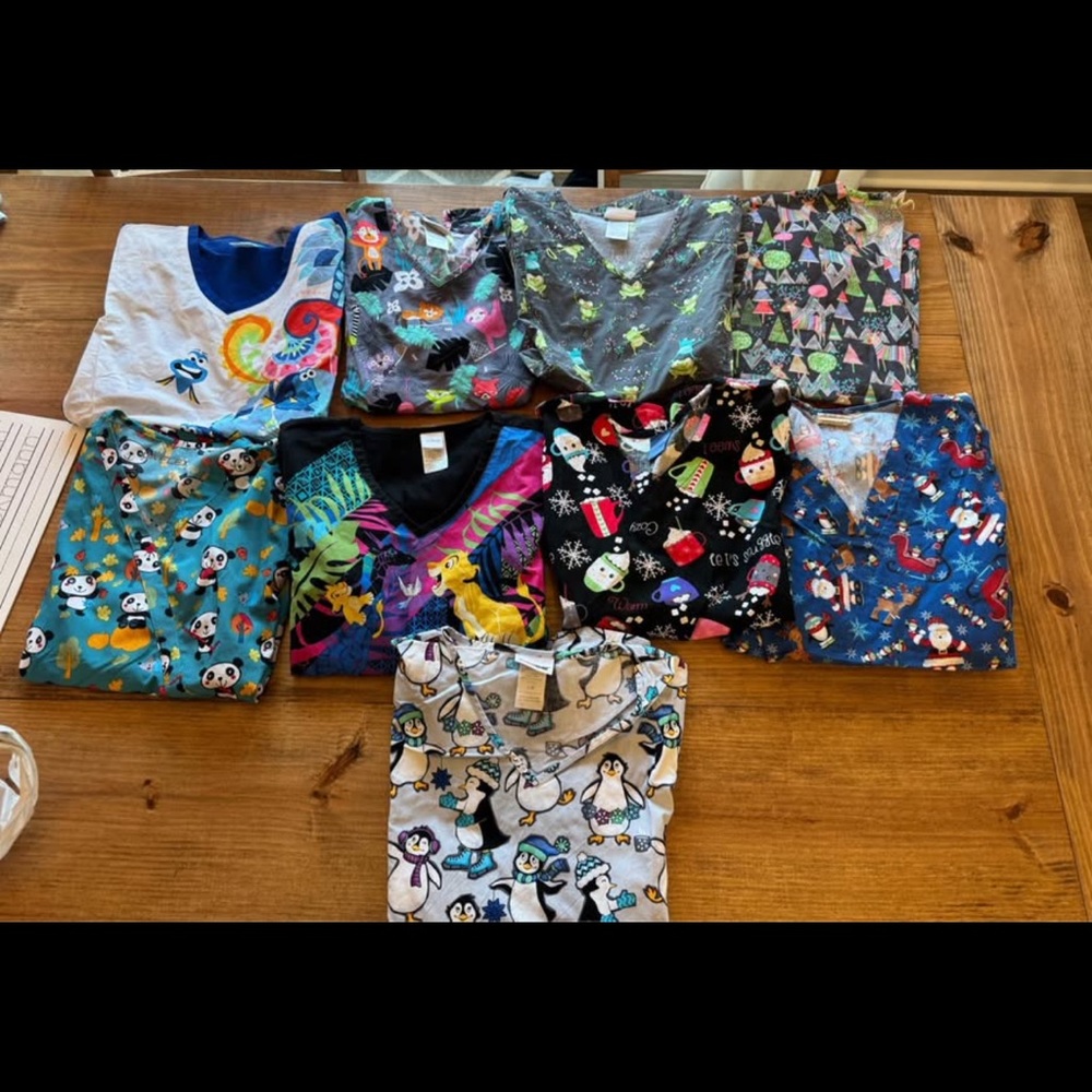 Printed Scrub Tops (Disney and Holiday)